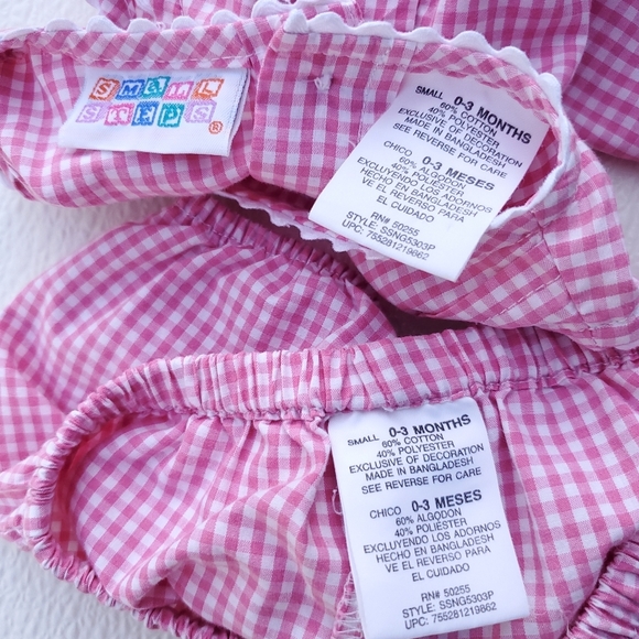 Vintage Small Steps 2 Piece Top & Bloomers Set Pink|White Baby Girls 0-3M - Picture 3 of 3
